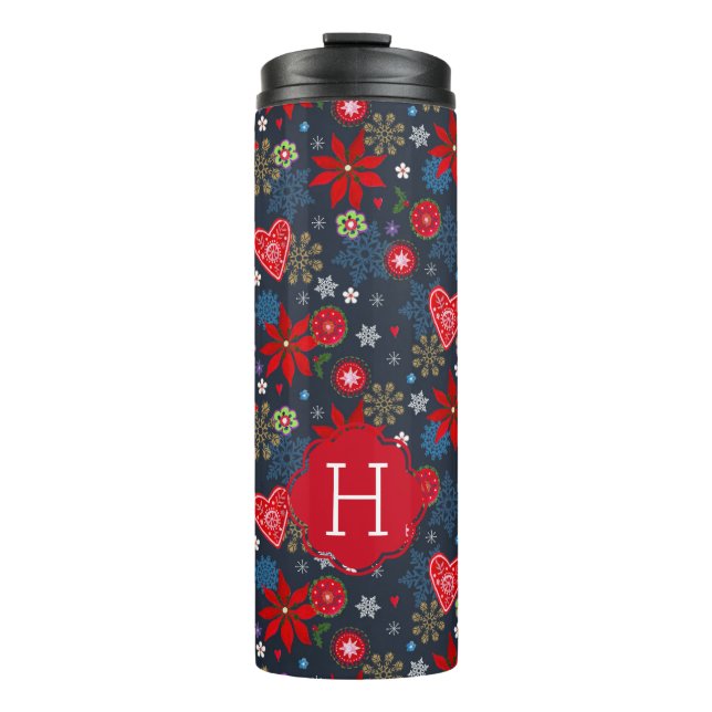 Christmas | Flowers & Snowflakes | Thermal Tumbler (Front)