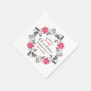 Christmas Flowers Wreath Christmas Typography Napkin