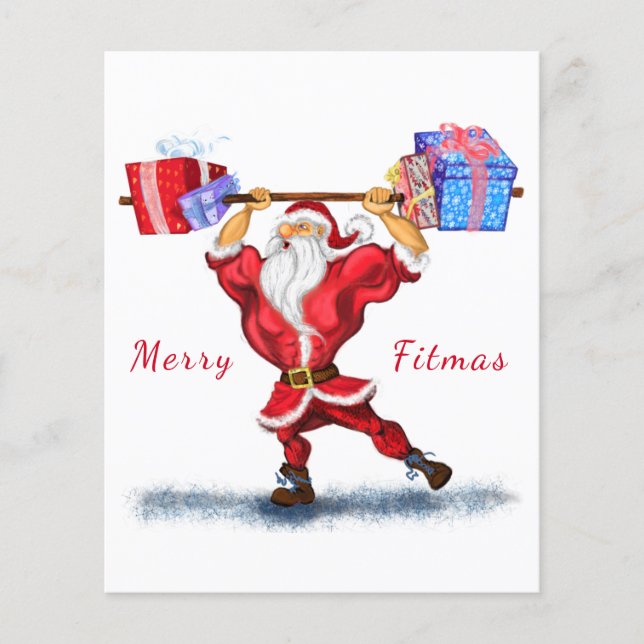 Christmas Flyer Bodybuilder Santa with Gifts Fun (Front)