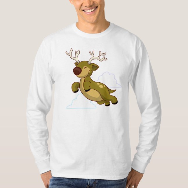 Christmas Flying Reindeer T-Shirt (Front)