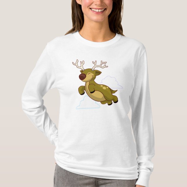 Christmas Flying Reindeer T-Shirt (Front)