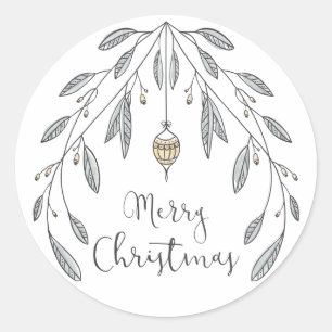 Christmas Foliage and Berries Classic Round Sticker