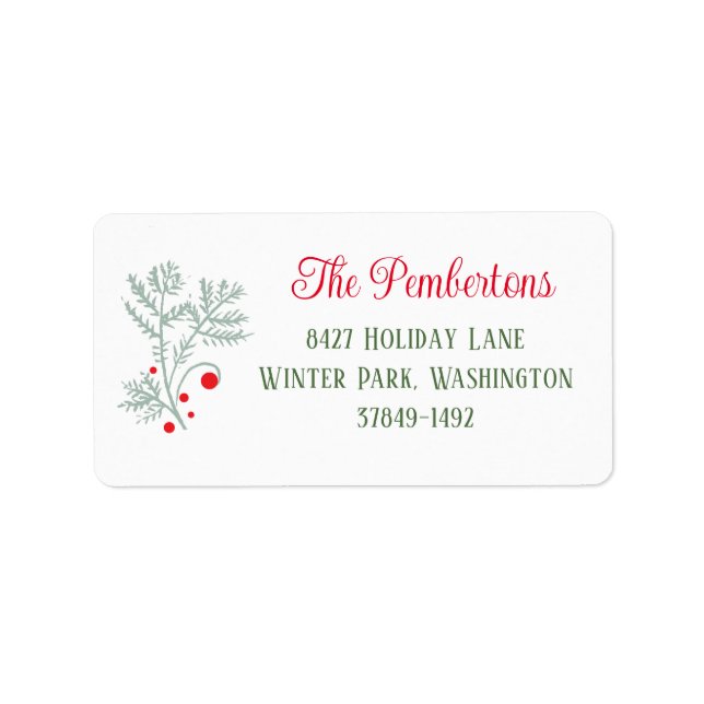 Christmas Foliage Holiday Address Label (Front)