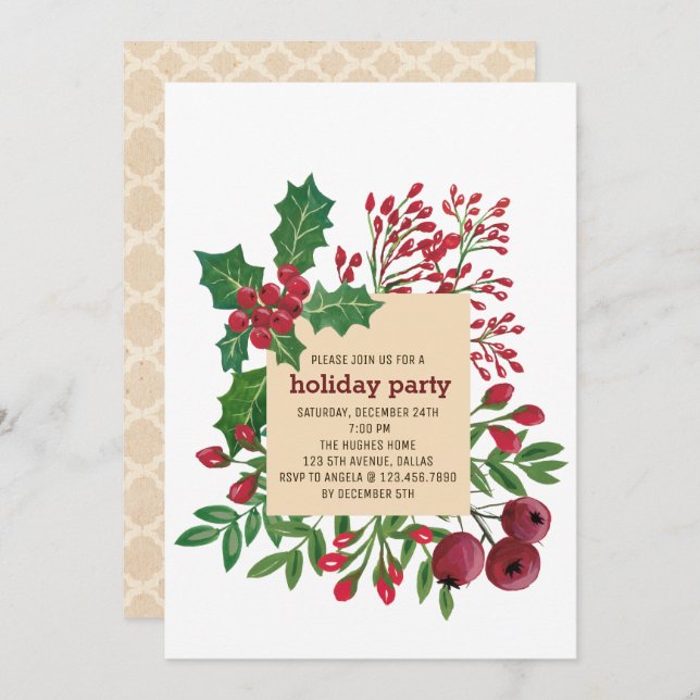 Christmas Foliage Holiday Party Invitation (Front/Back)