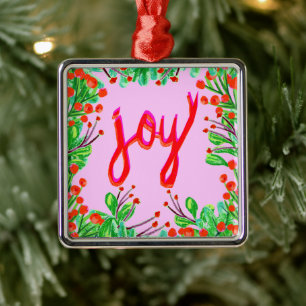Christmas Foliage - Joy Metal Tree Decoration