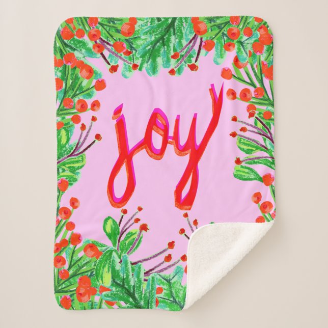 Christmas Foliage - Joy Sherpa Blanket (Front)