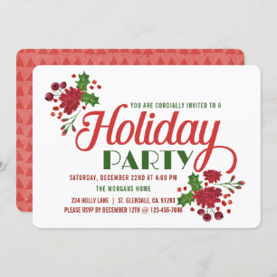 Christmas Foliage Red and Green Christmas Party Invitation