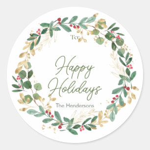 Christmas Foliage Red Berry Label