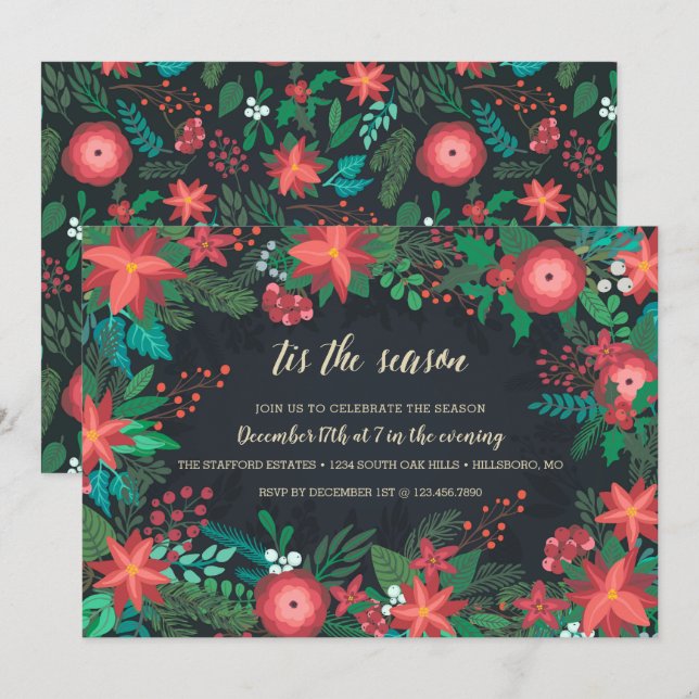 Christmas Foliage Tis the Season Holiday Party Invitation (Front/Back)