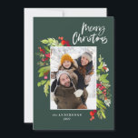 Christmas foliage traditional rustic photo holiday card<br><div class="desc">Christmas photo watercolor floral and foliage holiday card. Beautiful watercolour painted foliage and modern script text. Part of a collection.</div>