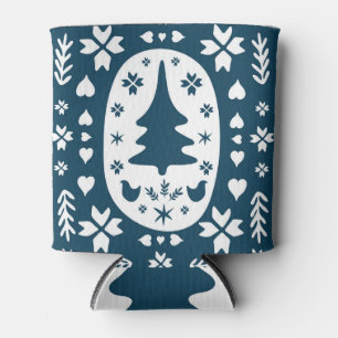 Christmas Folk Art: Scandinavian Doodle. Can Cooler