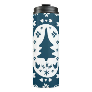 Christmas Folk Art: Scandinavian Doodle. Thermal Tumbler