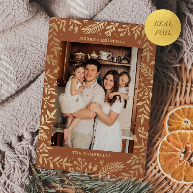 Christmas Folk Floral Photo Terracotta Gold (Creator Uploaded)