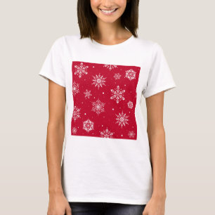Christmas Folk Snowflakes Red T-Shirt
