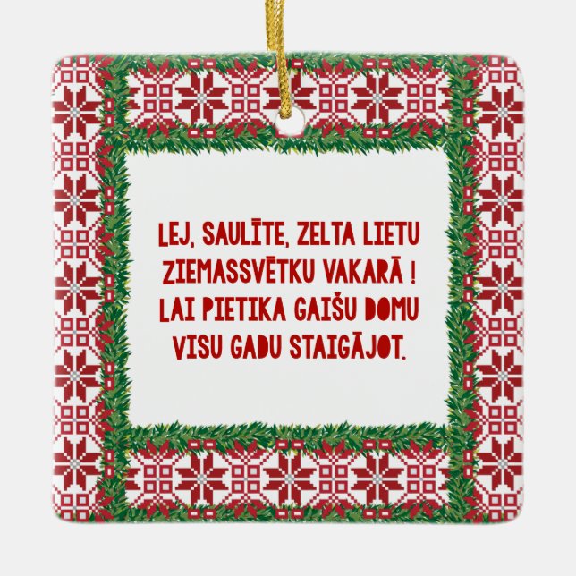 Christmas Folk Song III Latviesu Tautasdziesma Ceramic Tree Decoration (Front)