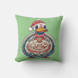 Christmas Folklore Duck Wearing A Santa Hat Cushion