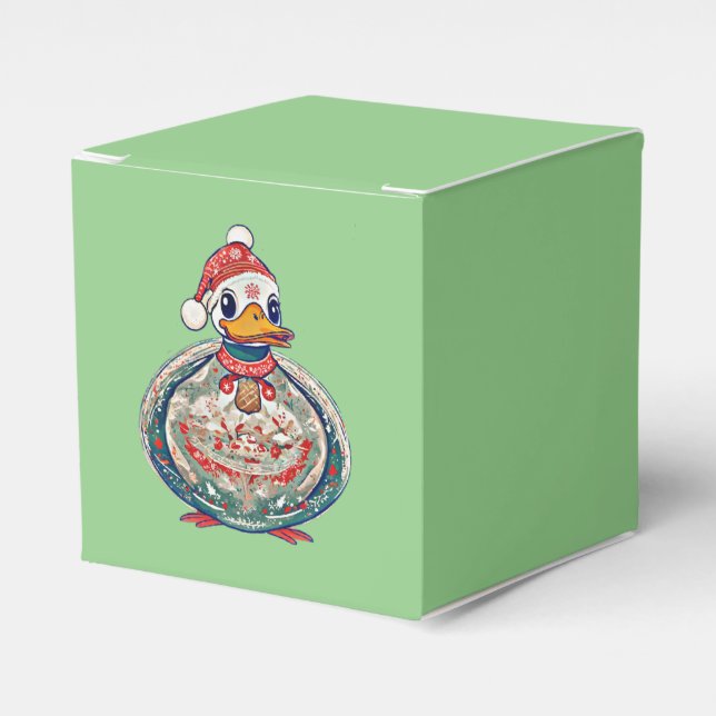 Christmas Folklore Duck Wearing A Santa Hat Favour Box (Front Side)