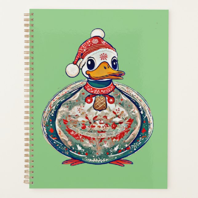 Christmas Folklore Duck Wearing A Santa Hat Planner (Front)