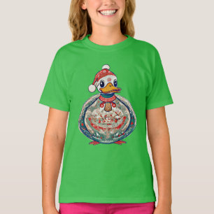 Christmas Folklore Duck Wearing A Santa Hat T-Shirt