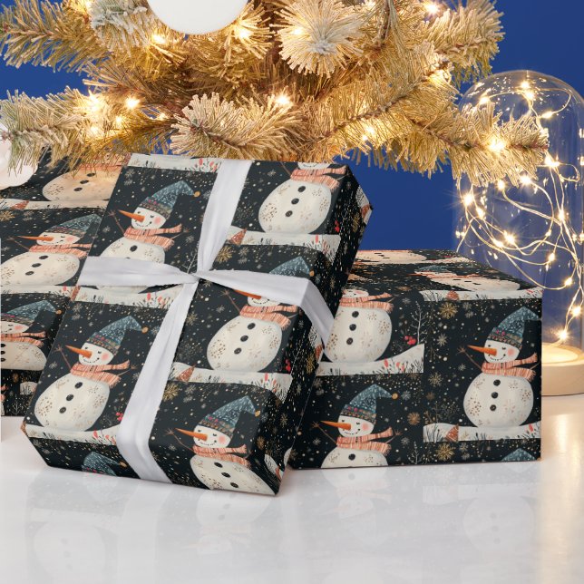 Christmas Folklore Snowman Art Wrapping Paper (Holidays)