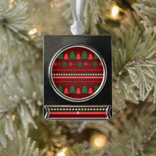 Christmas Food and Beverage Label Set Silver Plated Banner Ornament