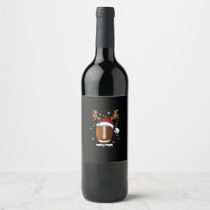 Christmas Football Ball Lights Funny Boys Men Spor Wine Label