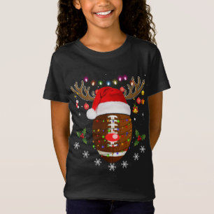 Christmas Football Ball Reindeer Funny Sport Xmas T-Shirt