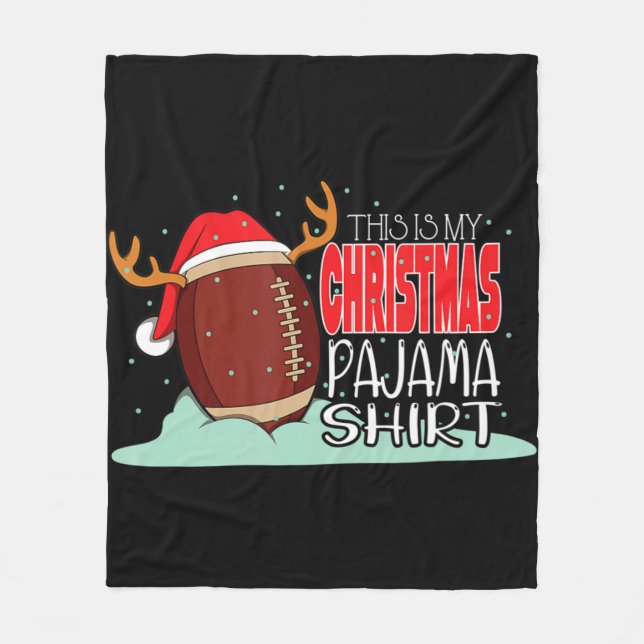 Christmas Football Ball Santa Hat Fun Sport Xmas B Fleece Blanket (Front)