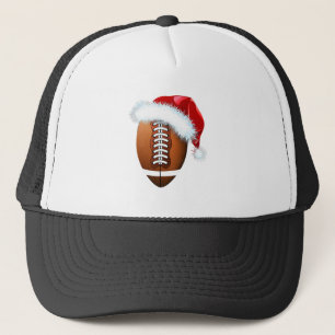 Christmas Football Ball Santa Hat Funny Sport Xmas