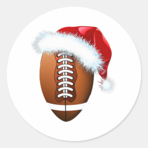 christmas football ball santa hat funny sport xmas classic round sticker