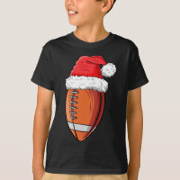 Christmas Football Ball Santa Hat Funny Sports Xma