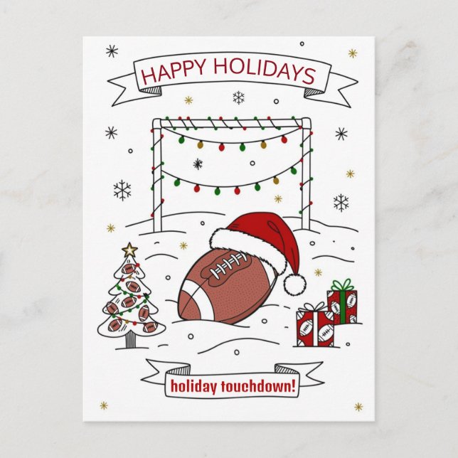 Christmas football Ball Santa Hat Greeting Cards (Front)