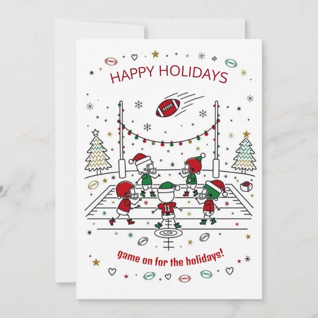 Christmas football Ball Santa Hat Greeting Cards (Front)