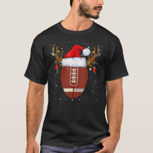 Christmas Football Ball Santa Hat Reindeer Xmas Li T-Shirt