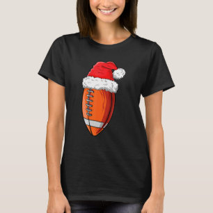 Christmas Football Ball Santa Hat Sports Xmas Boys T-Shirt