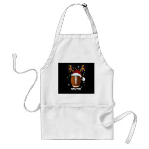 Christmas Football Ball Santa Lights Funny Boys Me Standard Apron