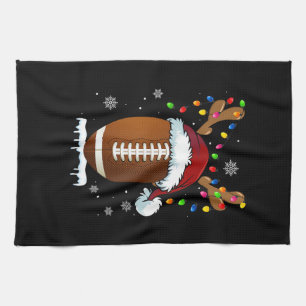 Christmas Football Ball Santa Lights Funny Boys Me Tea Towel