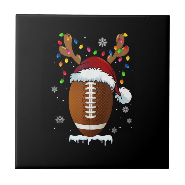 Christmas Football Ball Santa Lights Funny Boys Me Tile (Front)