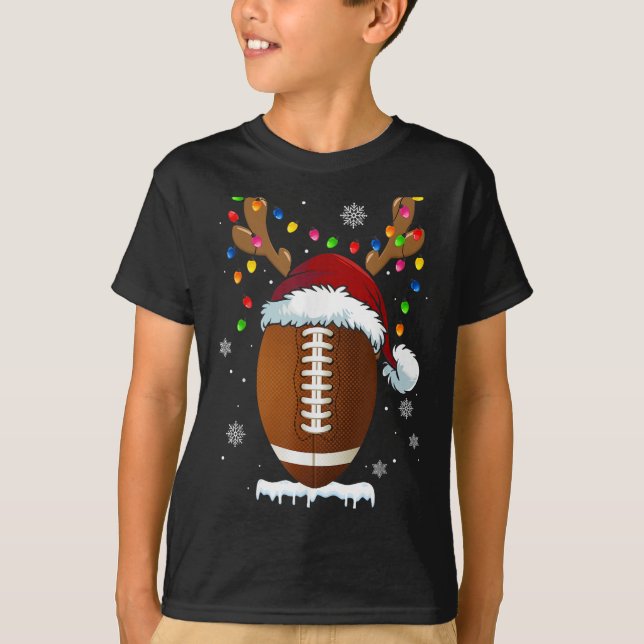 Christmas Football Ball Xmas Lights Funny Boys Men T-Shirt (Front)