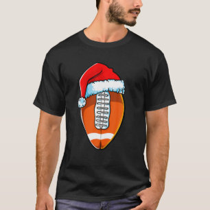 Christmas Football Funny Santa Hat Ball Men Women T-Shirt