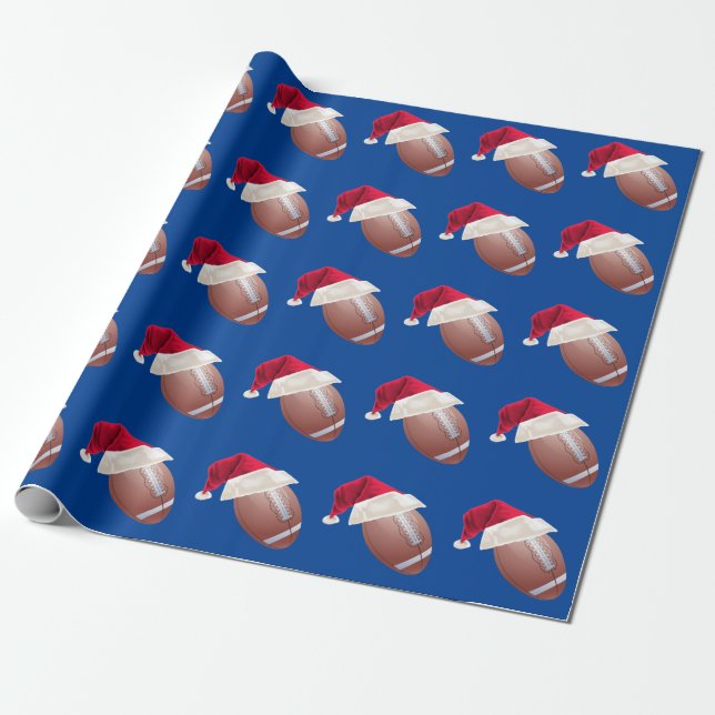 Christmas Football Funny Santa Holiday Wrapping Paper (Unrolled)