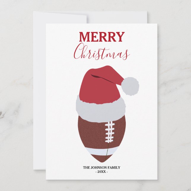 Christmas Football Gridiron Ball Custom Name Holiday Card (Front)