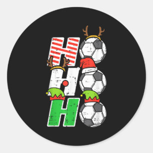Christmas Football Ho Ho Ho Soccer Xmas Srt Men Wo Classic Round Sticker