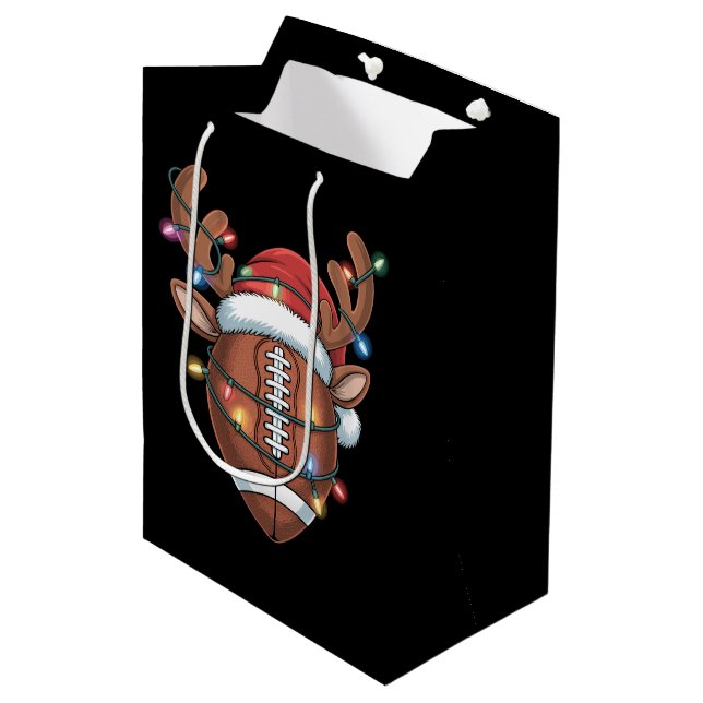 Christmas Football Lover Santa Hat Sports Xmas  Medium Gift Bag (Front Angled)