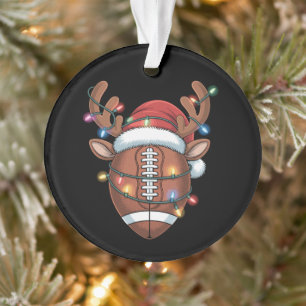 Christmas Football Lover Santa Hat Sports Xmas  Ornament