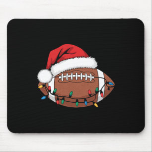 Christmas Football Player Xmas Lights Santa Sports Mouse Pad