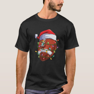 Christmas Football Santa Hat Funny Xmas Pajama Boy T-Shirt