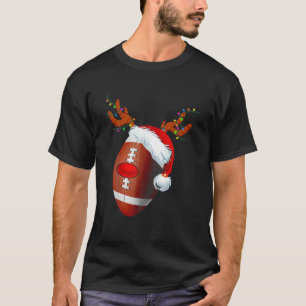 Christmas Football Santa Hat Reindeer Red Nose Fun T-Shirt
