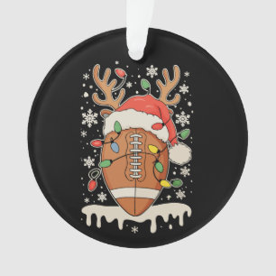Christmas Football Santa Hat Reindeer Xmas Lights Ornament