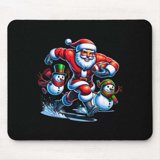 Christmas Football Santa Playing Football  Mouse Pad (Front)